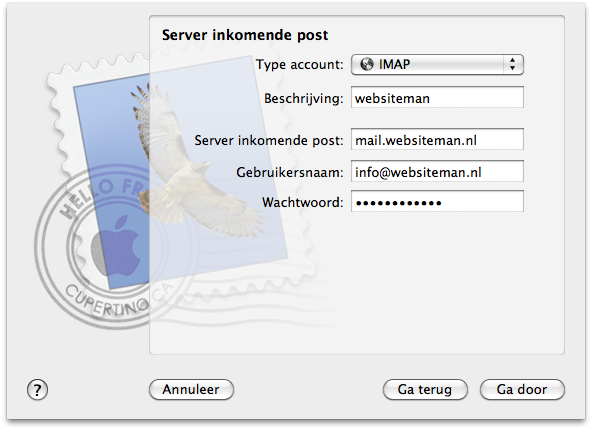 Apple Mail server kiezen